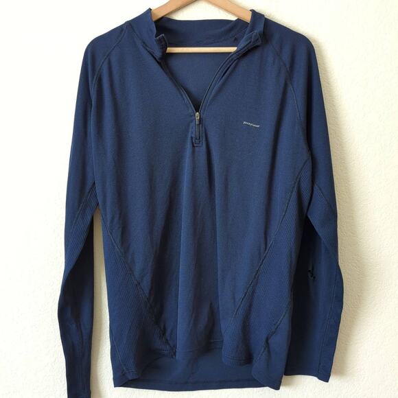 Patagonia Capilene Long Sleeve Base Layer Large Shirt Pullover Blue Midweight - Picture 1 of 10